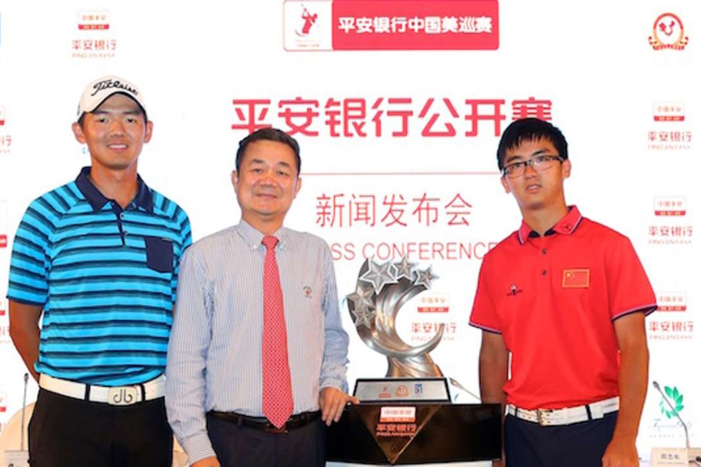 Jason Hak (left) at the pre-tourament press conference with current order of merit leader Dou Zecheng from China. Photos: PGA Tour China Series