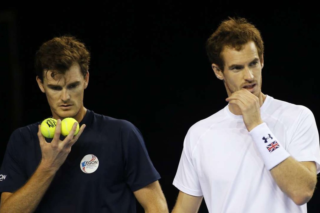 Britain Tennis - Great Britain v Argentina - Davis Cup Semi Final - Emirates Arena, Glasgow, Scotland - 14/9/16 Great Britain's Andy Murray and Jamie Murray during practice Action Images via Reuters / Andrew Boyers Livepic EDITORIAL USE ONLY.