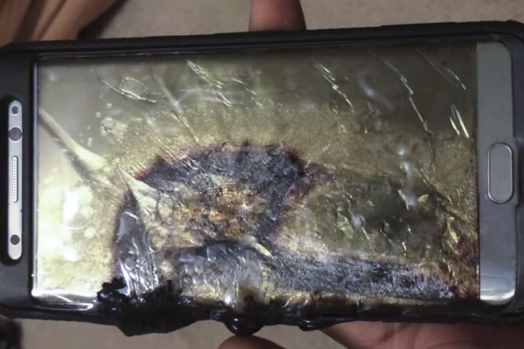 Damage to a Samsung Galaxy Note 7 after its lithium ion battery caught fire.