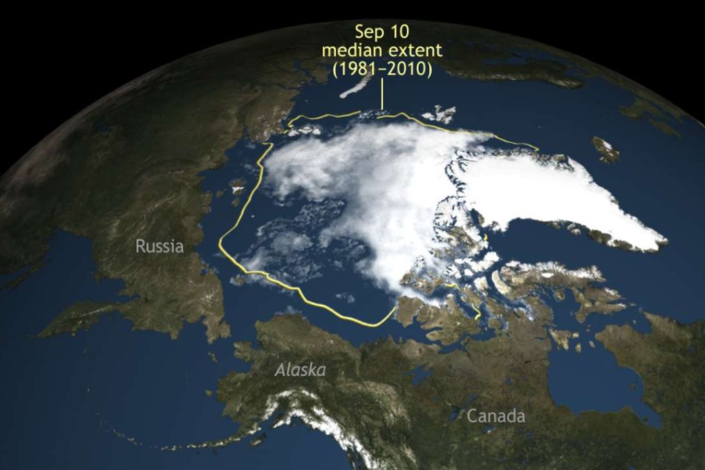 This image provided by the National Snow & Ice Data Center shows Arctic Sea ice. Arctic sea ice this summer shrank to its second lowest level since scientists started to monitor it by satellite. Photo: AP