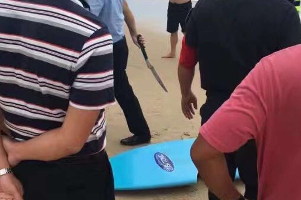 The surfboard that was reportedly damaged by security officers. Photo: SCMP Pictures