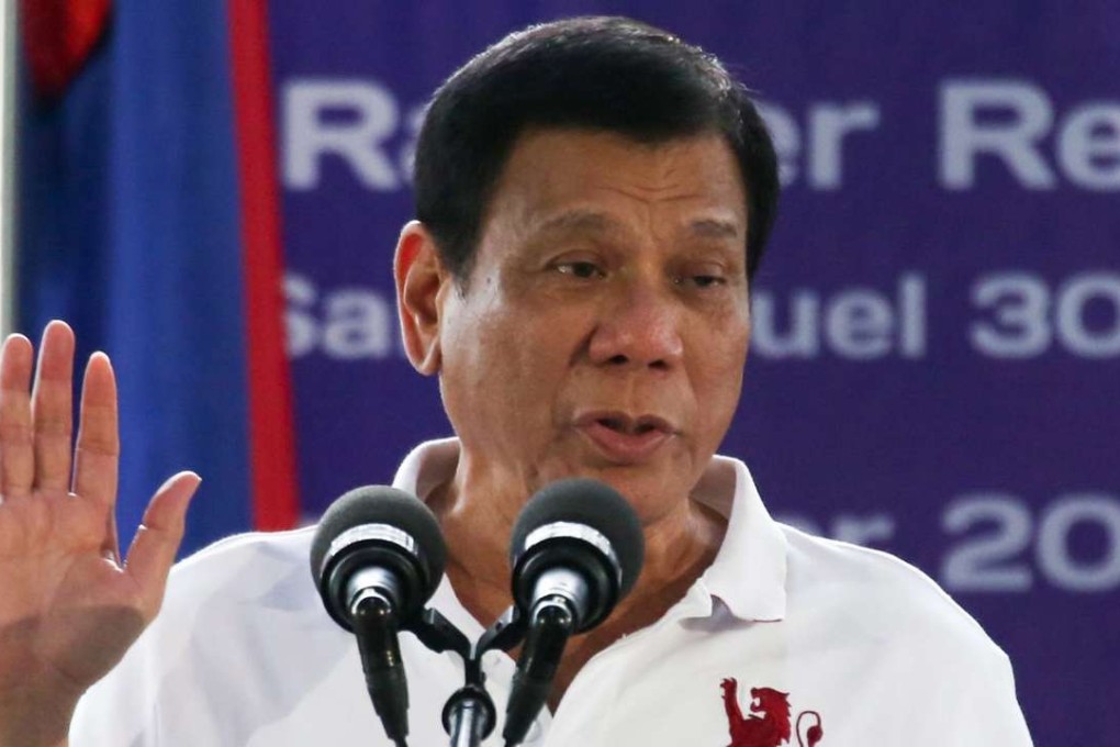 Filipino President Rodrigo Duterte addressing the Philippine Army Scout Rangers at their headquarters in the town of San Miguel on September 15. Photo: EPA