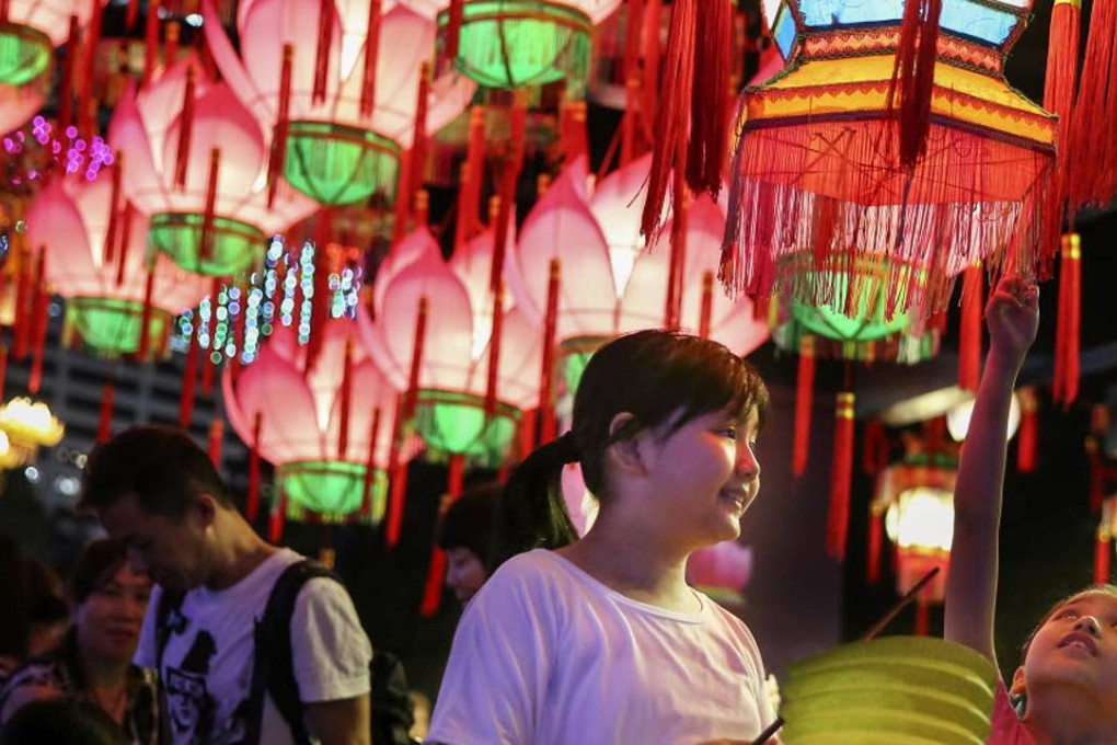 A variety of lantern installations drew visitors to Victoria Park in Causeway Bay on Thursday. Photo: Sam Tsang