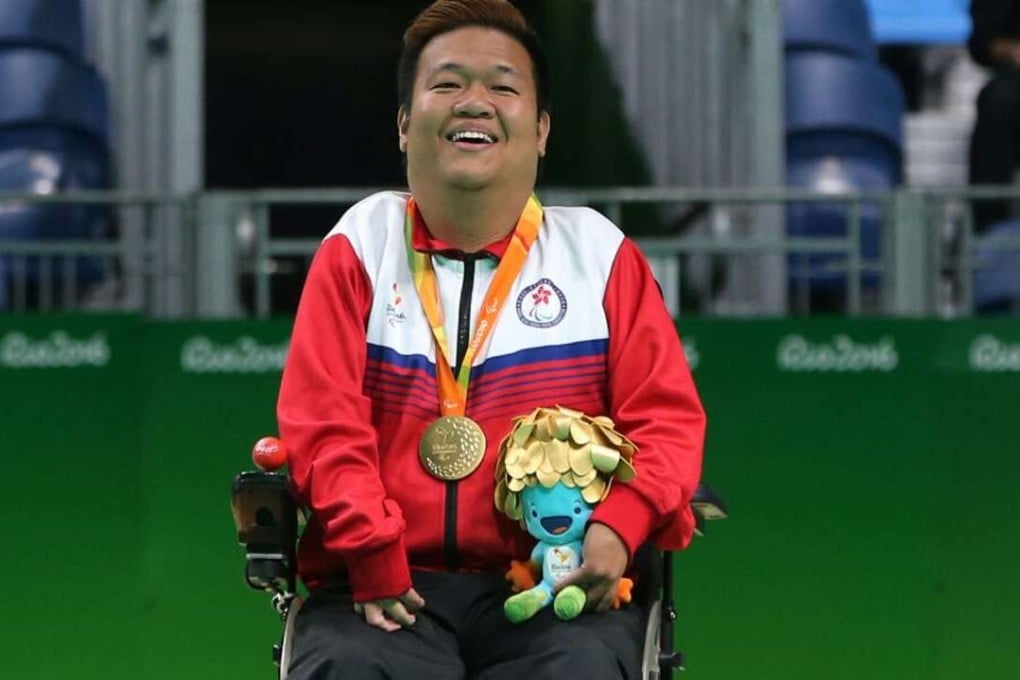 Leung Yuk-wing with his Paralympic Games boccia gold medal. Photo: SCMP Pictures