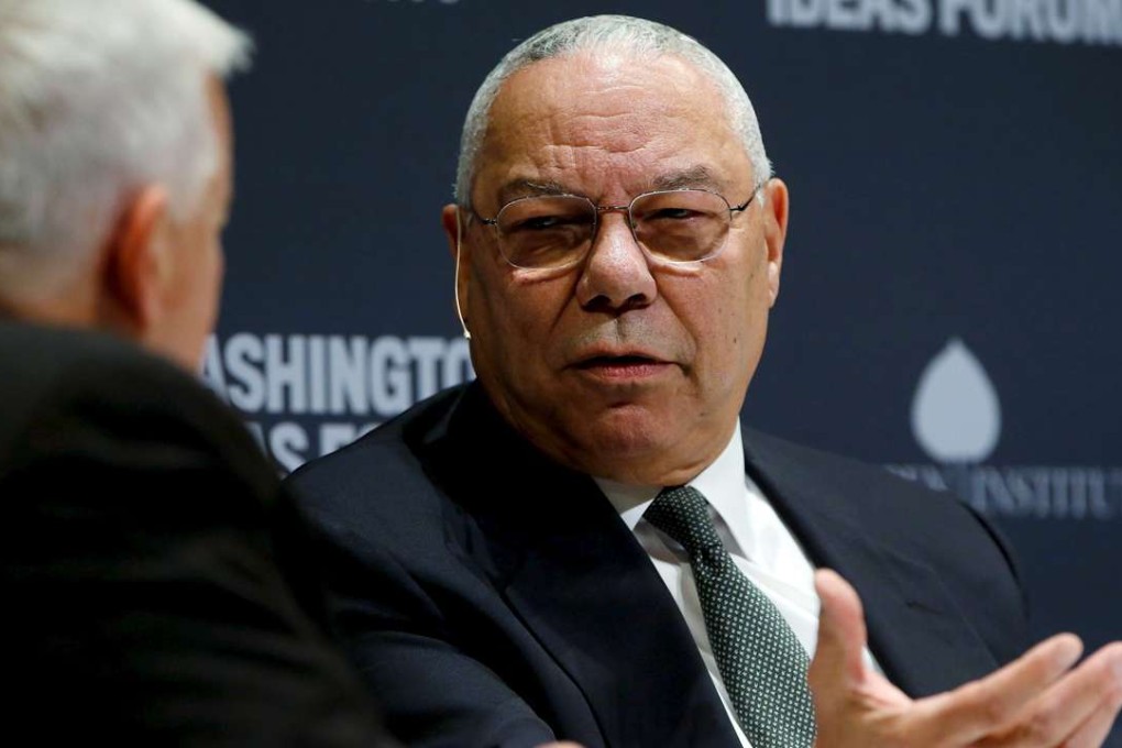 Former US Secretary of State Colin Powell takes part in an onstage interview at the Washington Ideas Forum in 2015. Photo: Reuters