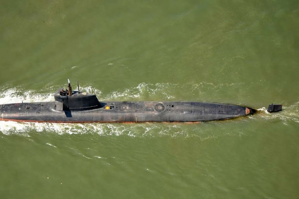 India's Scorpene Class Submarine ‘Kalivari’ takes part in its maiden sea trials off the coast of Mumbai. Photo: AFP