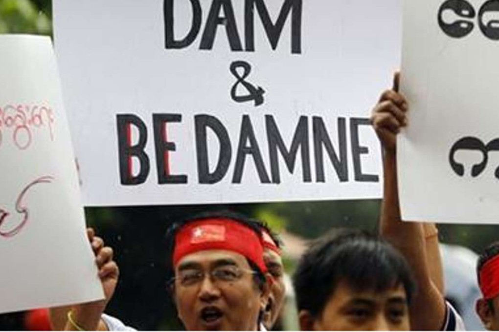 Protestors staging a protest against the Myitsone dam outside Myanmar’s embassy in Malaysia in 2011. Photo: Reuters