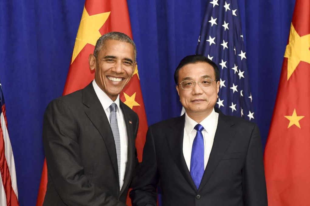 US President Barack Obama and Premier Li Keqiang at the UN in New York. Photo: Xinhua