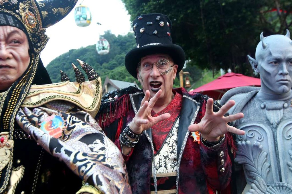 Allan Zeman channels the creepy at a Ocean Park Halloween press preview. Photo: David Wong