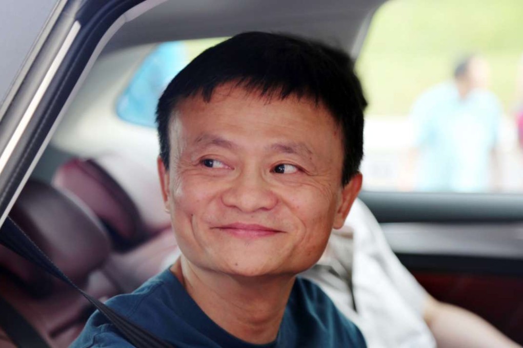 Alibaba's Jack Ma takes a test ride on the internet-connected car in Hangzhou. Photo: SCMP Handout