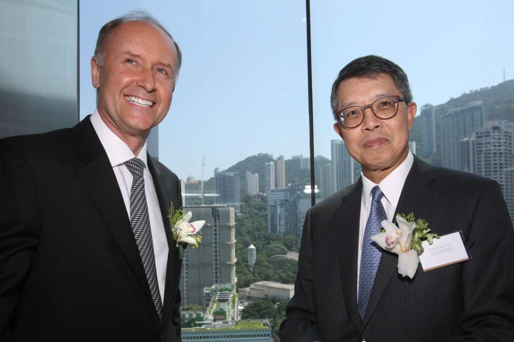 (L to R) Duncan Palmer, MD of The Murray, and Stephen Ng, chairman and managing director of Wharf Holdings, at the launch of The Murray hotel on Wednesday. Photo: Xiaomei Chen
