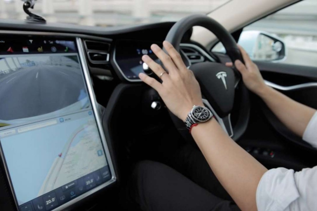 View of Tesla's Autopilot system. In early September the company added new safety measures that restrict drivers from taking their hands off the steering wheel. Photo: SCMP Pictures