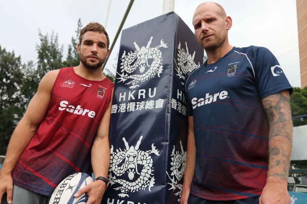 Olly Barkley (left) and James Scaysbrook at King's Park. Photo: Edward Wong/SCMP