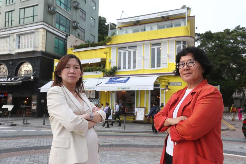 Maxine Yao Jiening (Left) and Marianne Yeo in front of the proposed site for an eight-storey hotel at Stanley. Photo: K. Y. Cheng