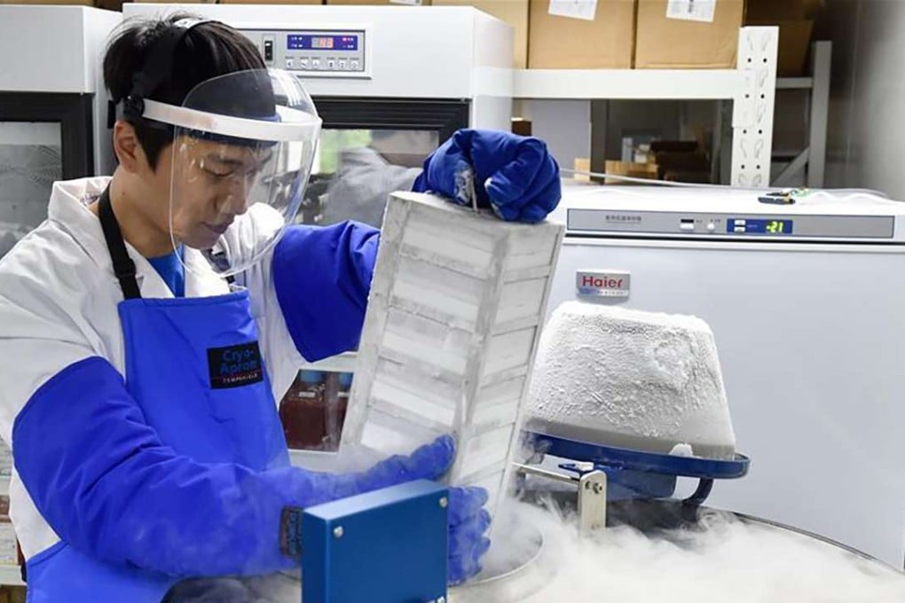 A member of staff handles samples at the gene bank. Photo: Xinhua