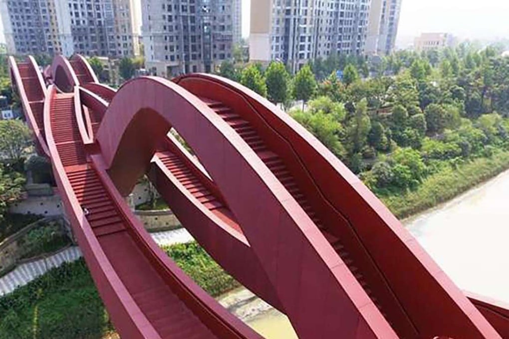 The 184-metre-long bridge connects two parks on the banks of Longwanggang River in Changsha, Hunan province. Photo: SCMP Pictures