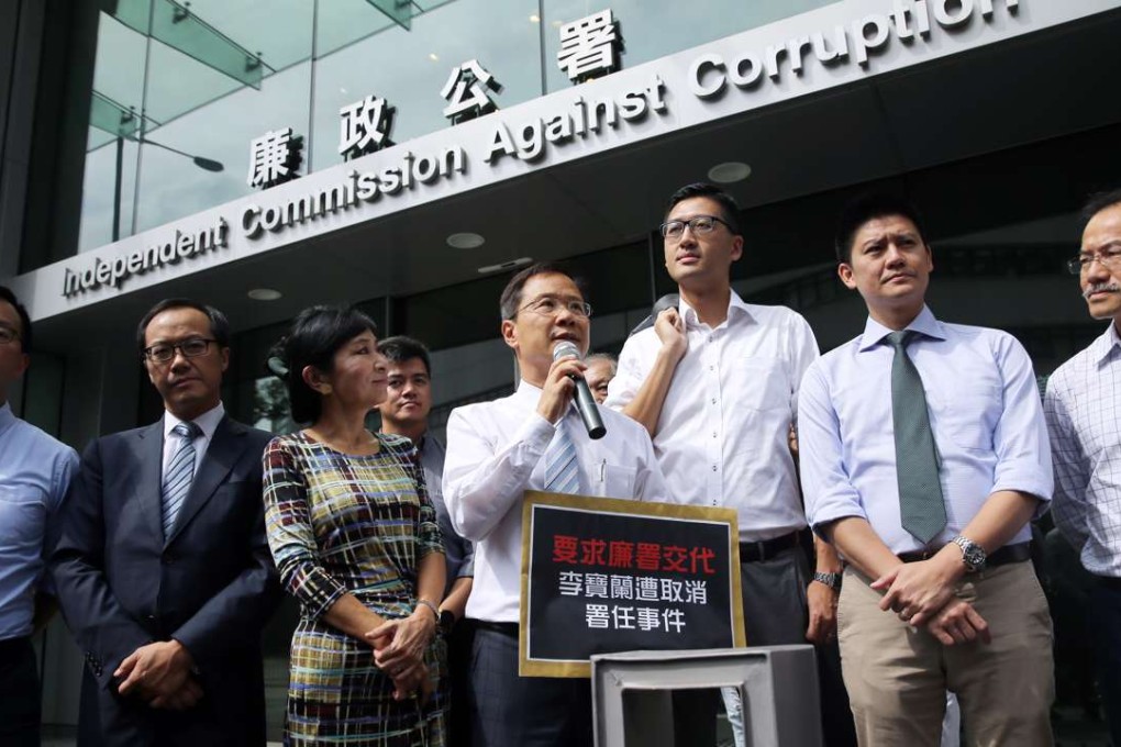 Seven pan-democrats who attended the meeting (from left) Raymond Chan Chi-chuen, Kenneth Leung, Claudia Mo Man-ching, Kwok Ka-ki, Lam Cheuk-ting, Jeremy Jansen Tam Man-ho and Dr Fernando Cheung Chiu-hung. Photo: Sam Tsang