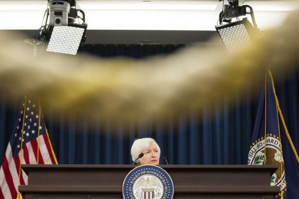 US Federal Reserve Chair Janet Yellen speaks at a press conference after announcing that the Federal Reserve will not raise interest rates. Photo: EPA