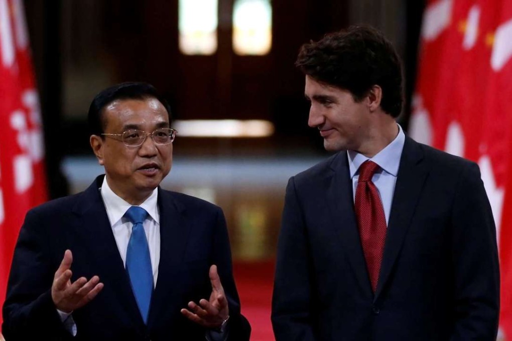 Premier Li Keqiang (left) with Canada’s Prime Minister Justin Trudeau. Photo: Reuters