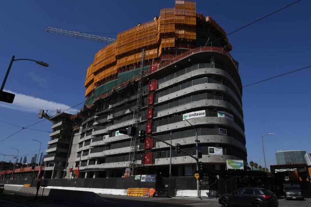The US$1 billion condominium and hotel development dubbed Fig Central being built by Beijing-based Oceanwide Holdings near the Staples Centre in downtown Los Angeles. Photo: AFP