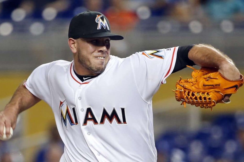 Miami Marlins' Jose Fernandez – killed in a boat crash – pitches against the Los Angeles Dodgers in Miami earlier in September. Photo: AP
