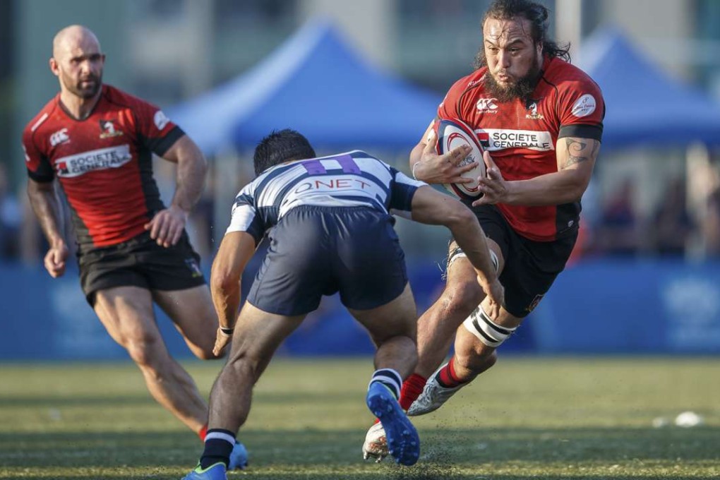 Valley recruit Karetai Williams in control against HKFC during the HKRU Premiership's Super Saturday. Photos: SCMP Pictures