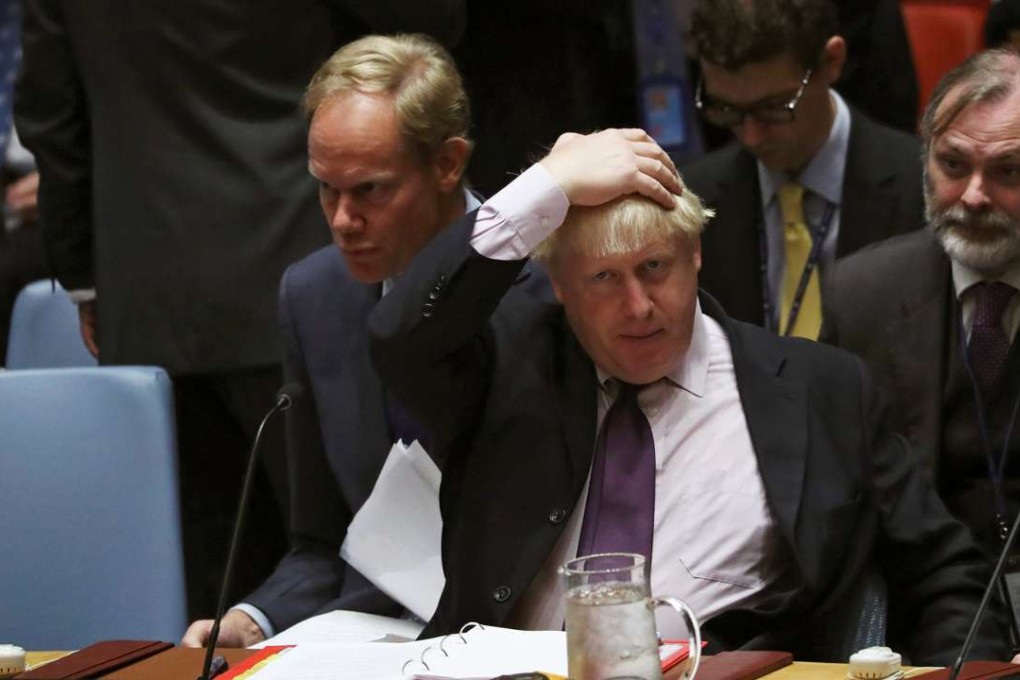 British Foreign Secretary Boris Johnson reacts during a United Nations Security Council meeting. Photo: Reuters