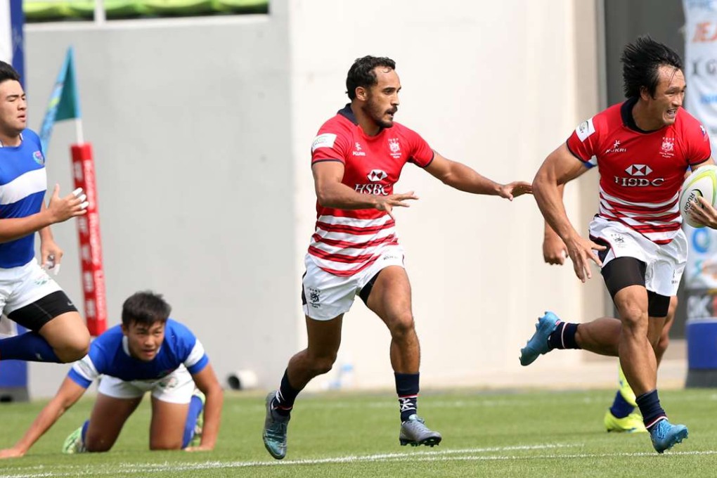 Salom Yiu Kam-shing (right) and Ben Rimene in action for Hong Kong at the Asia Rugby Sevens Series in South Korea. Photos: HKRU