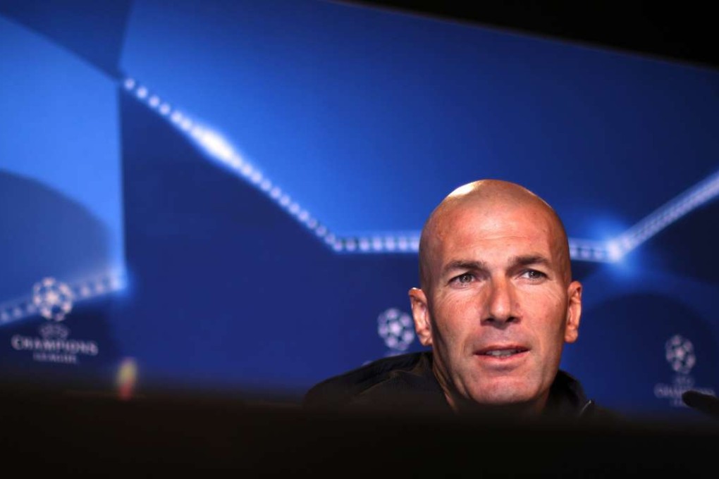 Real Madrid coach Zinedine Zidane during a press conference in Dortmund, Germany. Photo: EPA