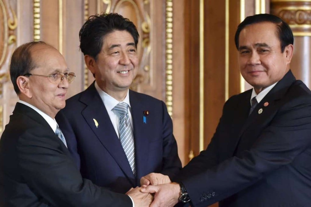 The leaders of Myanmar, Japan and Thailand after a meeting last year. Photo: Reuters