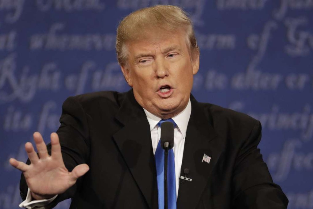 Republican presidential nominee Donald Trump speaks during the presidential debate at Hofstra University in Hempstead, New York. Photo: AP