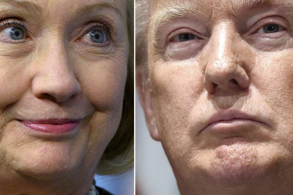 Hillary Clinton and Donald Trump. Clinton has a stronger chin, and therefore will win the US presidential election, face reader Chow Hon-ming says. Photos: AFP