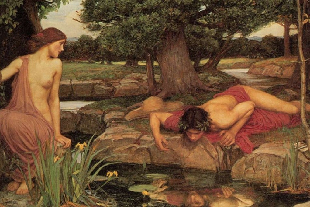Echo and Narcissus, by John William Waterhouse (1903), depicts Narcissus ignoring the longing gaze of Echo and instead falling in love with his own reflection. Photo: Walker Art Gallery