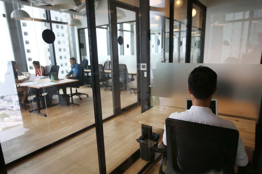 View of WeWork’s office space in Causeway Bay. Digital nomads and entrepreneurs on the move can book flexible office space using Hong Kong-based search platform AnyWorkspace. Photo: Edward Wong