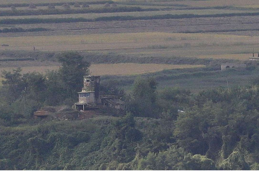 A hilltop North Korean military guard post in North Korea's Kaepoon. Photo: AP