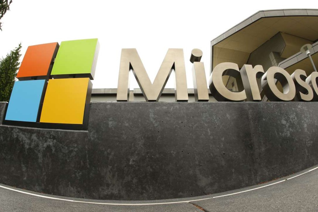 The Microsoft Corp. logo outside the Microsoft Visitor Center in Redmond, Washington. Photo: AP