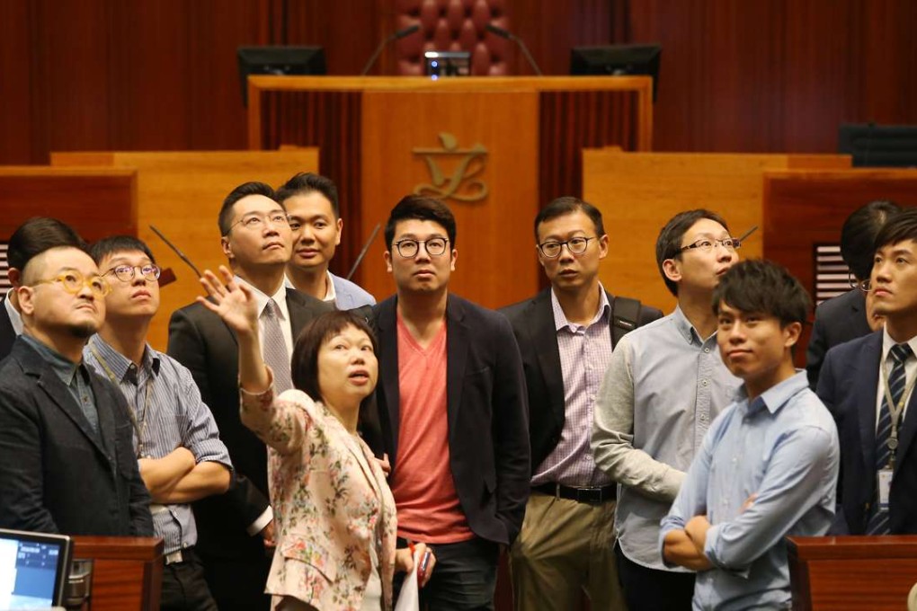 Newly elected lawmakers touring the Legislative Council in Tamar on Friday. Photo: Dickson Lee