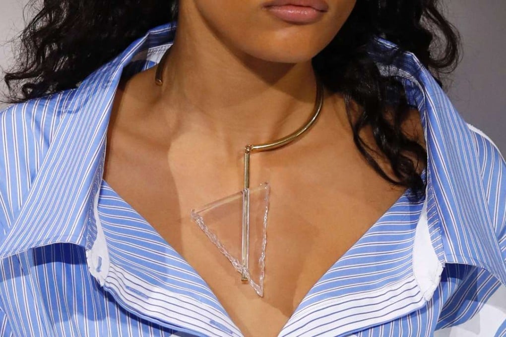 Bold plexiglass jeweller aded some edge to Stella McCartney’s spring/summer collection. Photo: AFP