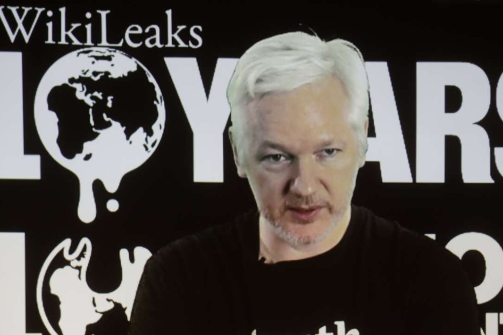 WikiLeaks founder Julian Assange participates via video link at a news conference marking the 10th anniversary of the secrecy-spilling group in Berlin. Photo: AP