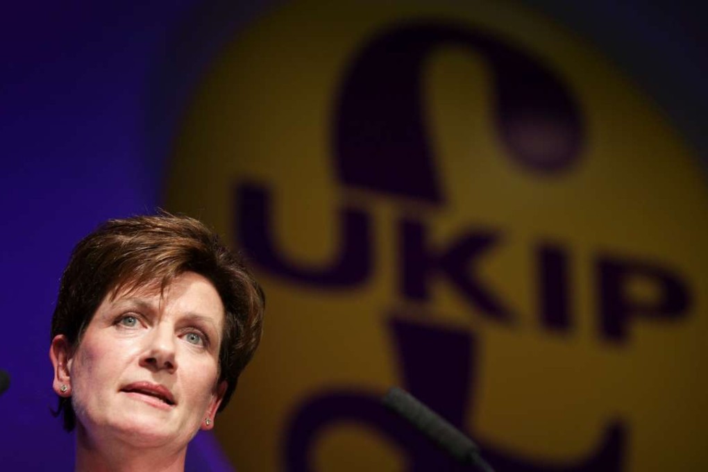 Diane James addressing the anti-EU UK Independence Party (UKIP). Photo: AFP