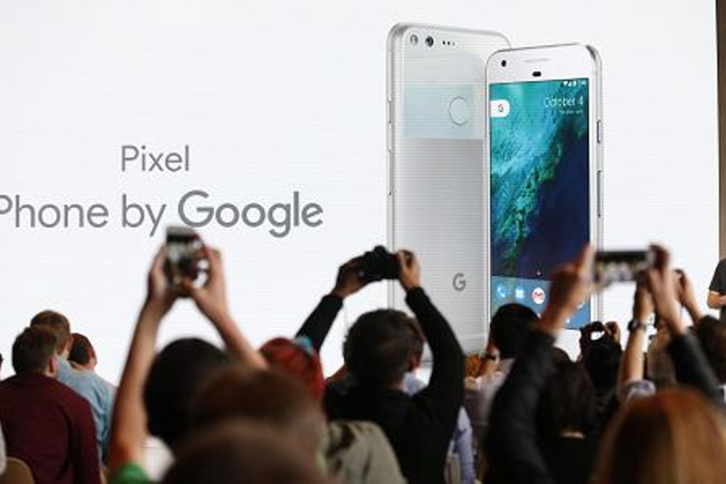 Rick Osterloh, senior vice president of hardware at Google, introduces the Pixel Phone by Google during the presentation of new Google hardware in San Francisco. Photo: Beck Diefenbach/Reuters