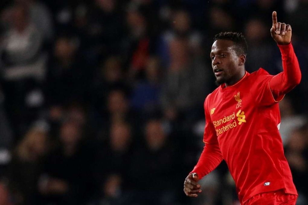 Liverpool's Divock Origi celebrates scoring against Derby County. Photo: Reuters