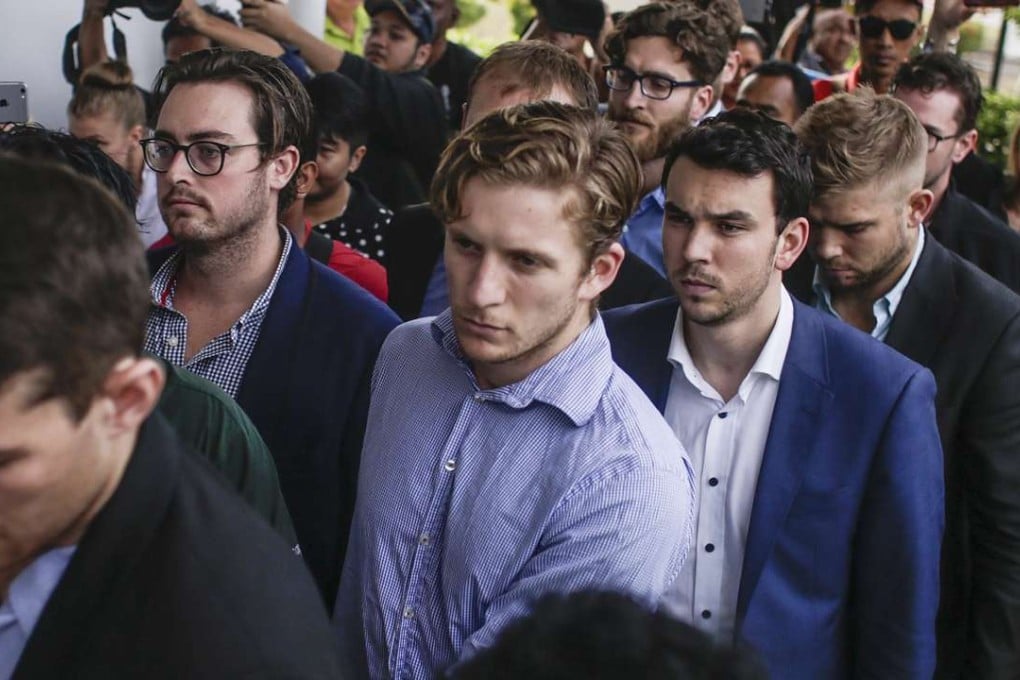 The nine Australians arrive at the Sepang Magistrate Court near Kuala Lumpur. Photo: EPA