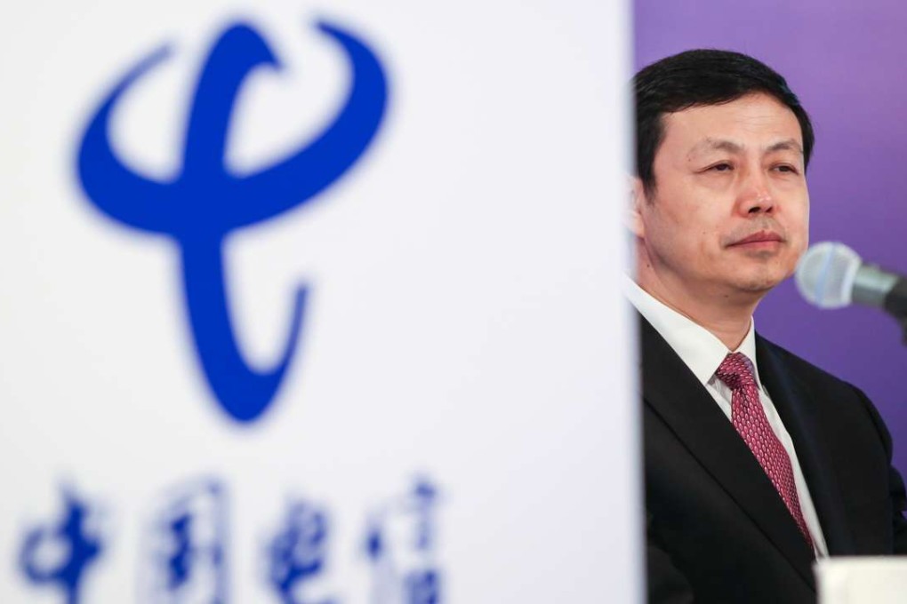 Yang Jie, chairman China Telecom, at the firm’s interim results press conference in August. Photo: Edward Wong
