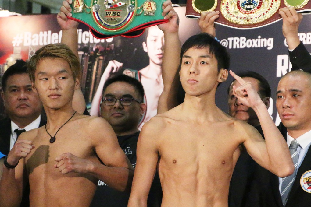 Japan’s Ryuto Maekawa and Hong Kong’s Rex Tso at the weigh-in at Olympian City for “Battle of Victors”. Photos: Unus Alladin
