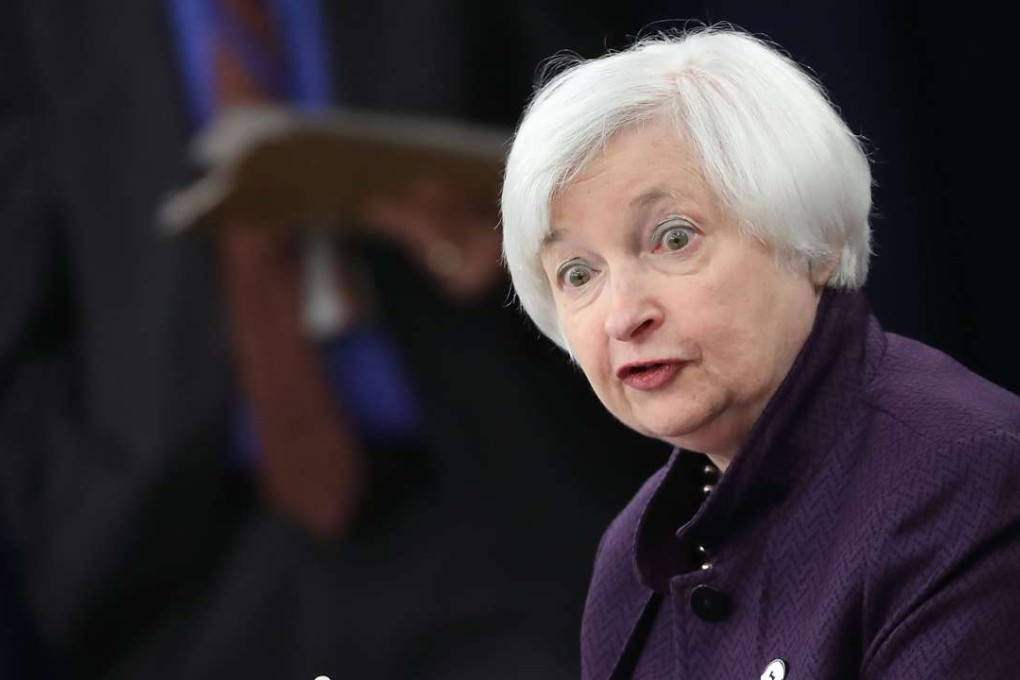 Federal Reserve Board Chairperson Janet Yellen tells the Federal Open Market Committee meeting in Washington last month that the interest rate will remain unchanged for now. Photo: AFP