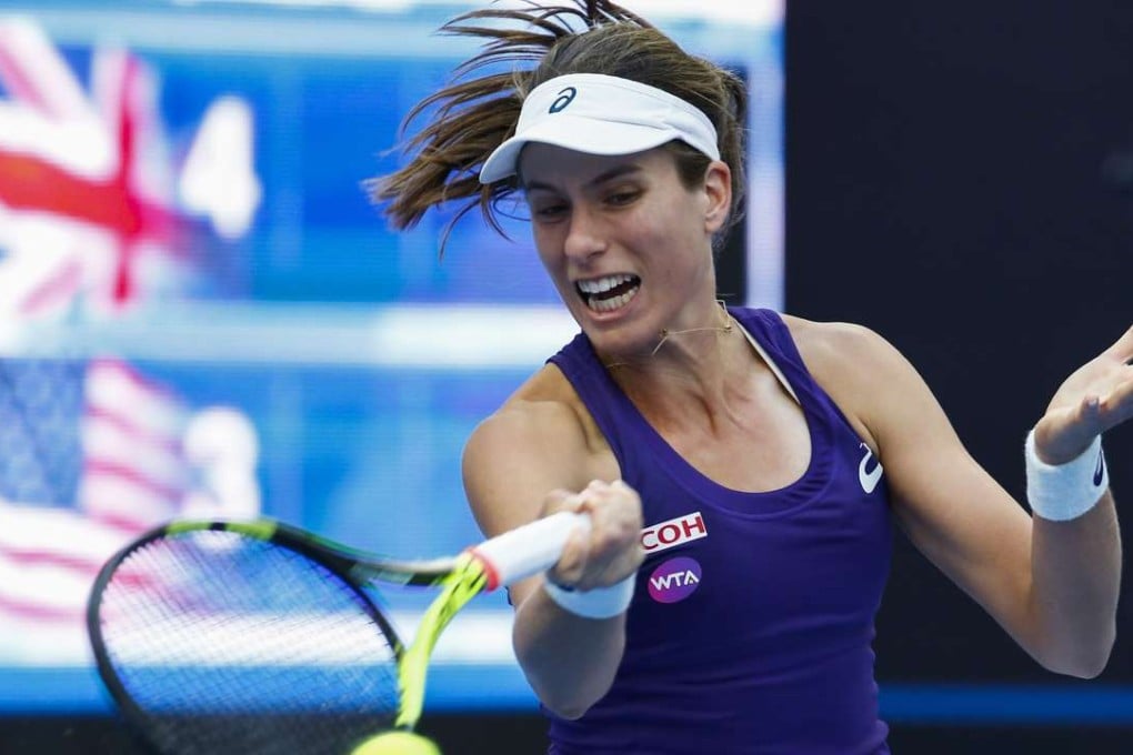 Johanna Konta in action against Madison Keys at the China Open. Photo: EPA