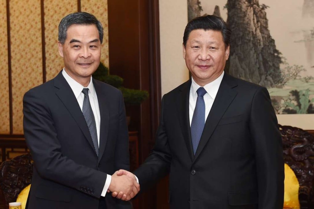 President Xi Jinping (right) meets Leung Chun-ying in Beijing in 2014. Photo: Xinhua