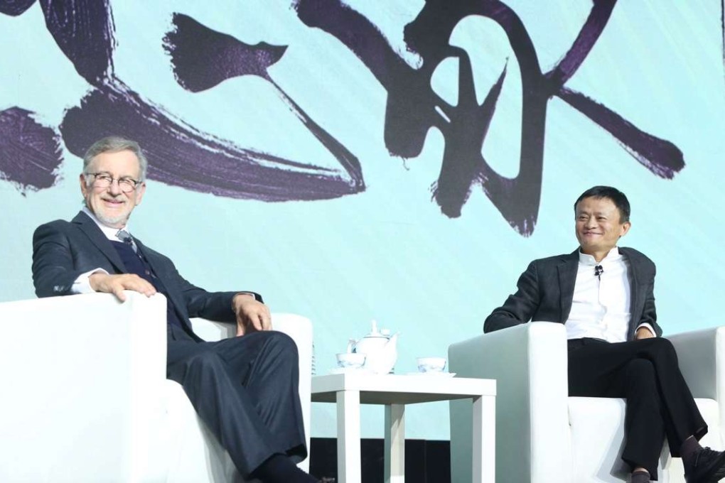 Steven Spielberg, chairman of Amblin Partners and Jack Ma, executive chairman of Alibaba Group, at a launch ceremony in Beijing on October 9, 2016. Photo: SCMP Handout