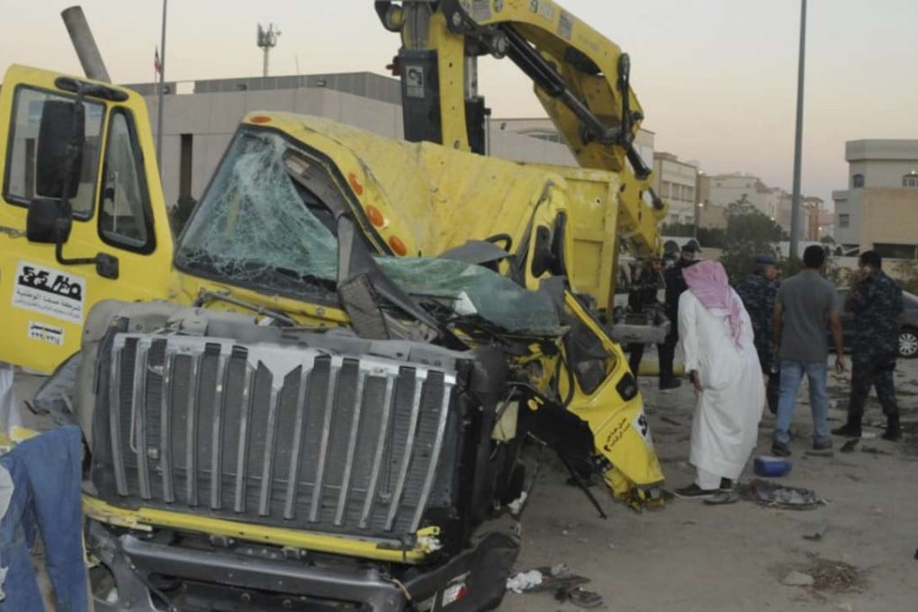 A garbage truck rammed into another truck carrying five Americans in Kuwait. Photo: AP